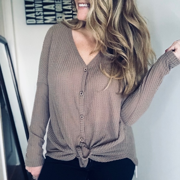 Jennifer Knot Tie Thermal - Cocoa - Picture 2 of 3